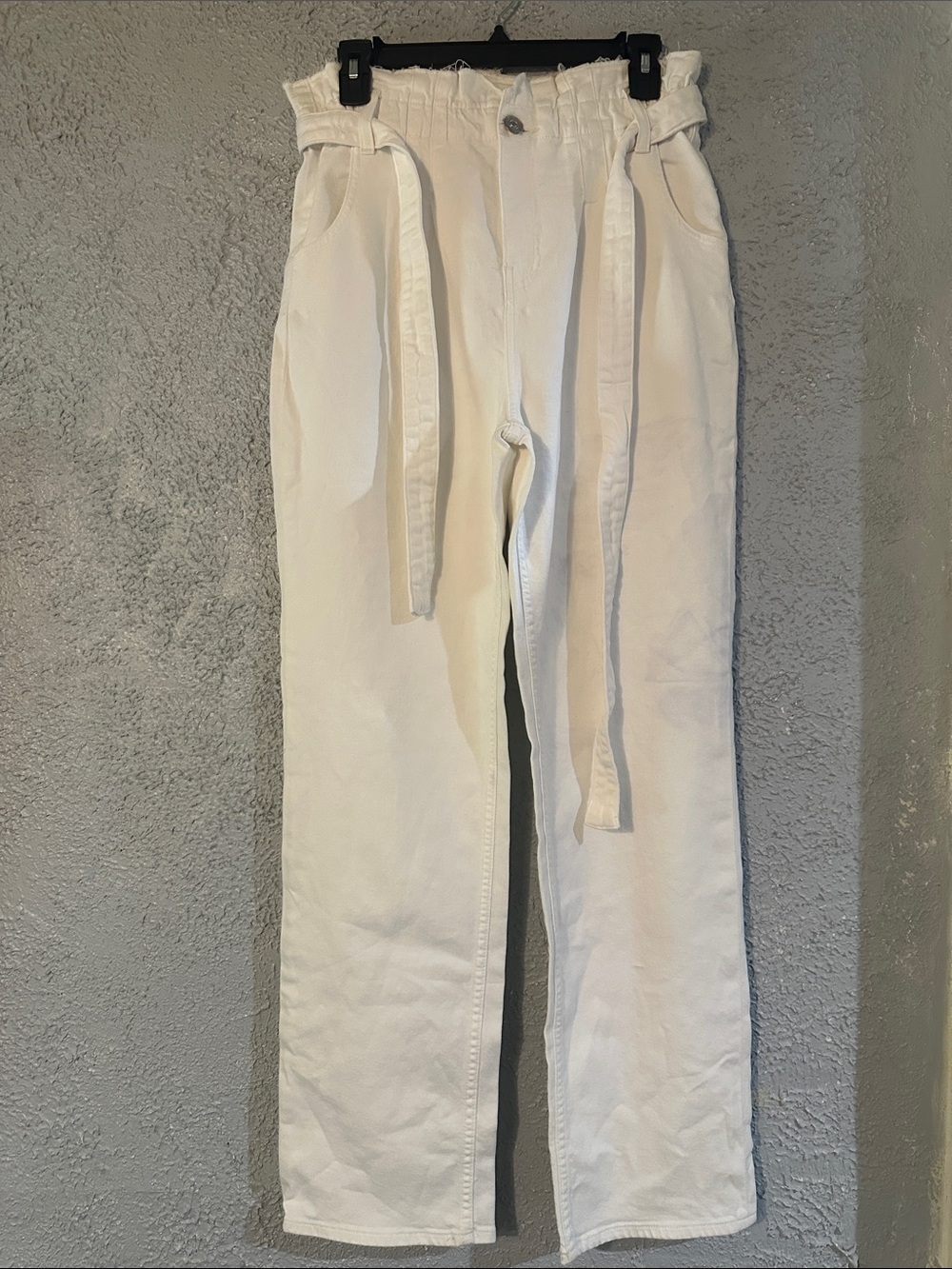 Hudson Jeans White Paperbag Waist Tie Pants